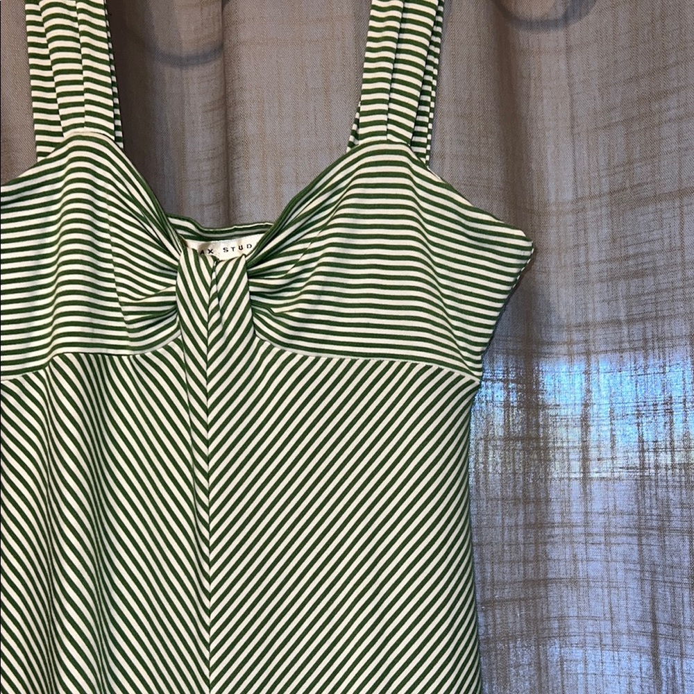 Elegant Green Striped Maxi Dress
